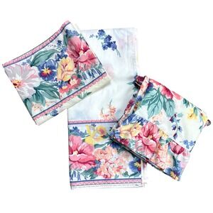 Vintage Martha Stewart Set Floral Chintz Ruffled Sham Dreamy Cottage Garden 1989